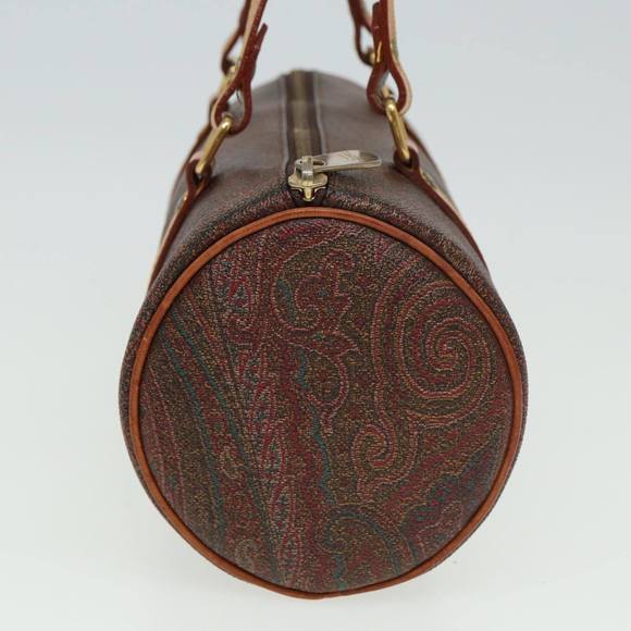 ETRO Paisley Hand Bag PVC Leather Brown Auth yk13636 - Picture 3 of 16